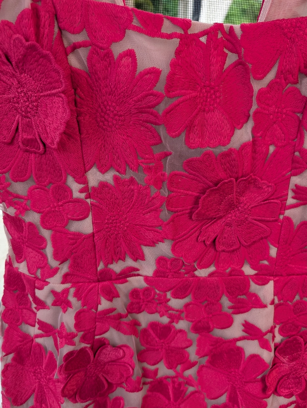 Anthropologie Pink Floral Appliqué Mini Dress - Picture 3 of 13